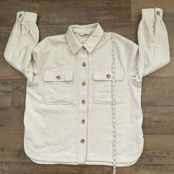 Free Assembly Women's Button Up Shirt Jacket Cream Recycled Wool Blend Size XXL - Picture 2 of 6